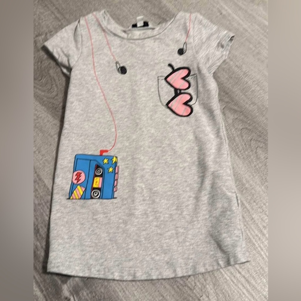 Little Marc Jacobs Gray Tee with Pink and Blue Graphics